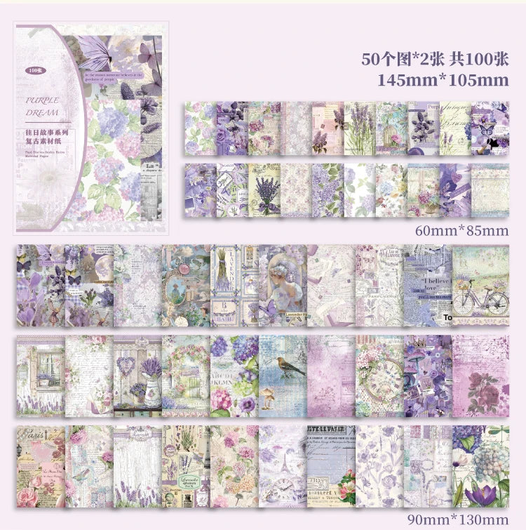 100Pcs/Pack Past Stories Vintage Series Scrapbooking Material