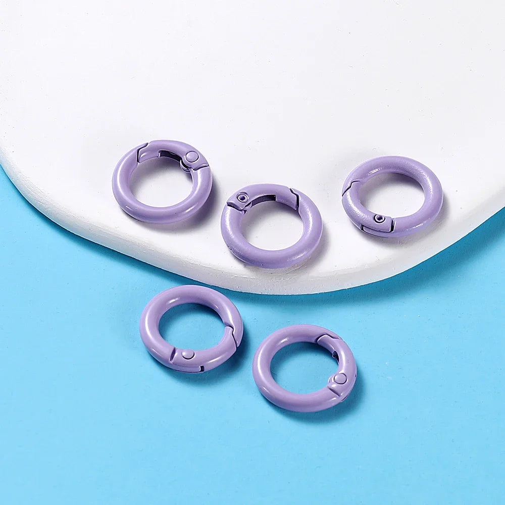 5Pcs/Lot 21 Colors Metal O Ring Spring Clasp Openable Round Carabiner Keychain Clips Hook