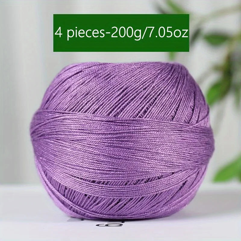 1PC Premium Mercerized Silk Lace Yarn Bundle-Soft, Durable, Vibrant Colors for DIY Knit & Crochet