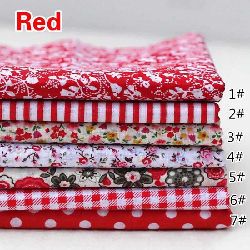 7pcs 25*25cm Square Crafts Cloth 100% Cotton Fabric Print Cloth