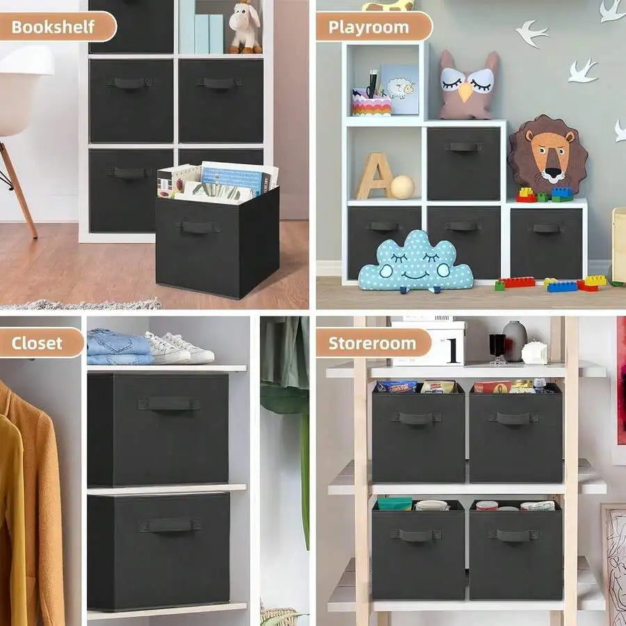 3/6-Pack Collapsible Fabric Cube Storage Box for arts and craft supplies