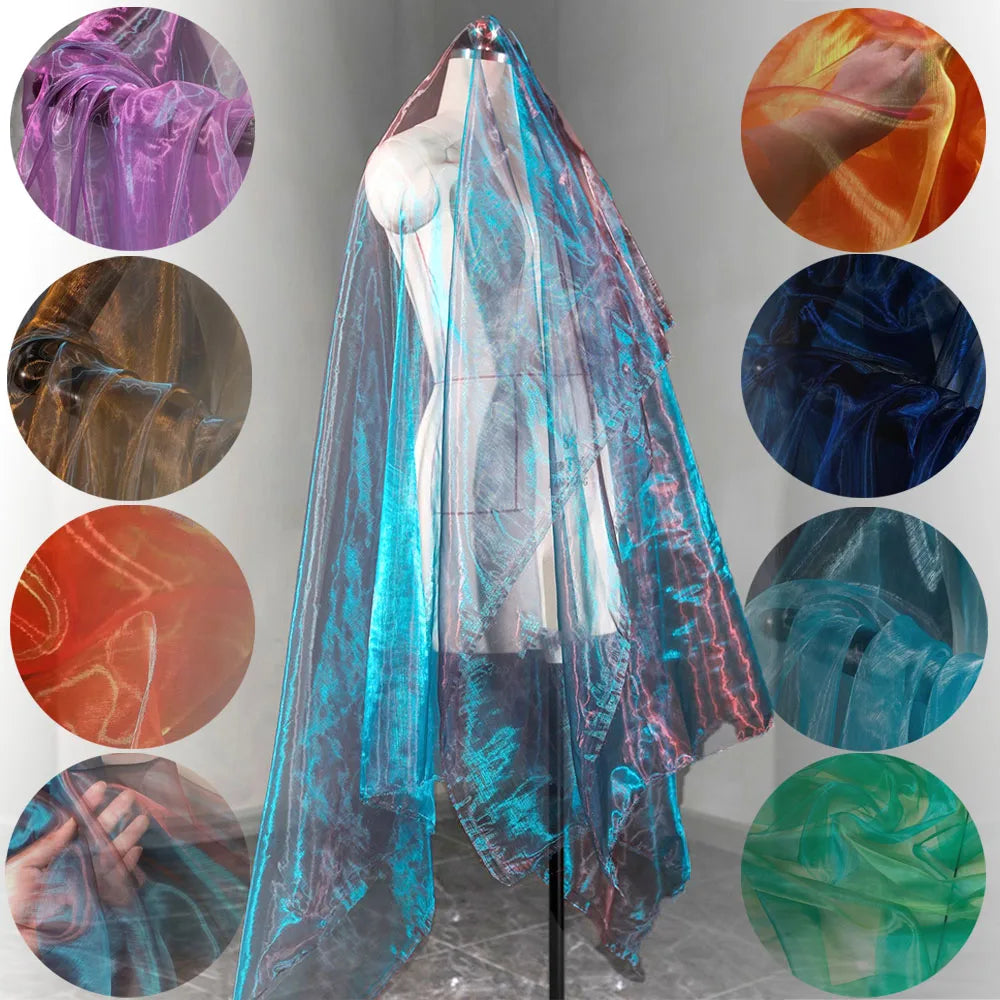100X150cm Colorful Two-color Gradient Organza Mesh Fabric