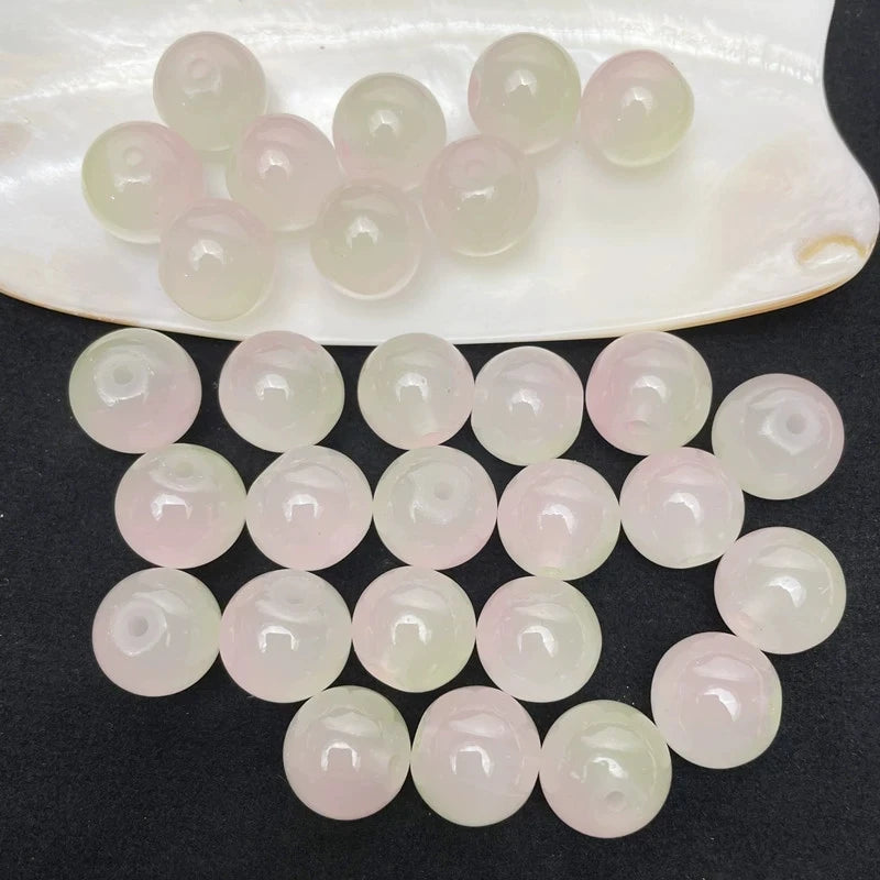 50pcs 8/10mm Dual Color Glass Round Loose Spacer Beads Jewelry Making