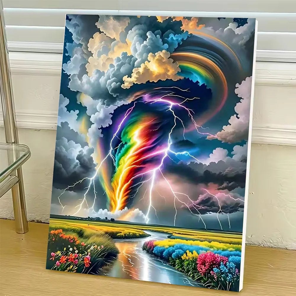 Colorful Tornado Diy Art Paint By Numbers For Adult Landscape