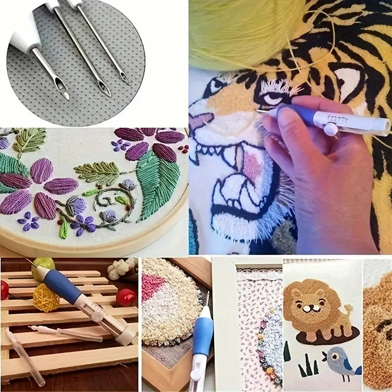 1PC Adjustable Magic Embroidery Pen Set with 3 Needles, Threader, Scissors,