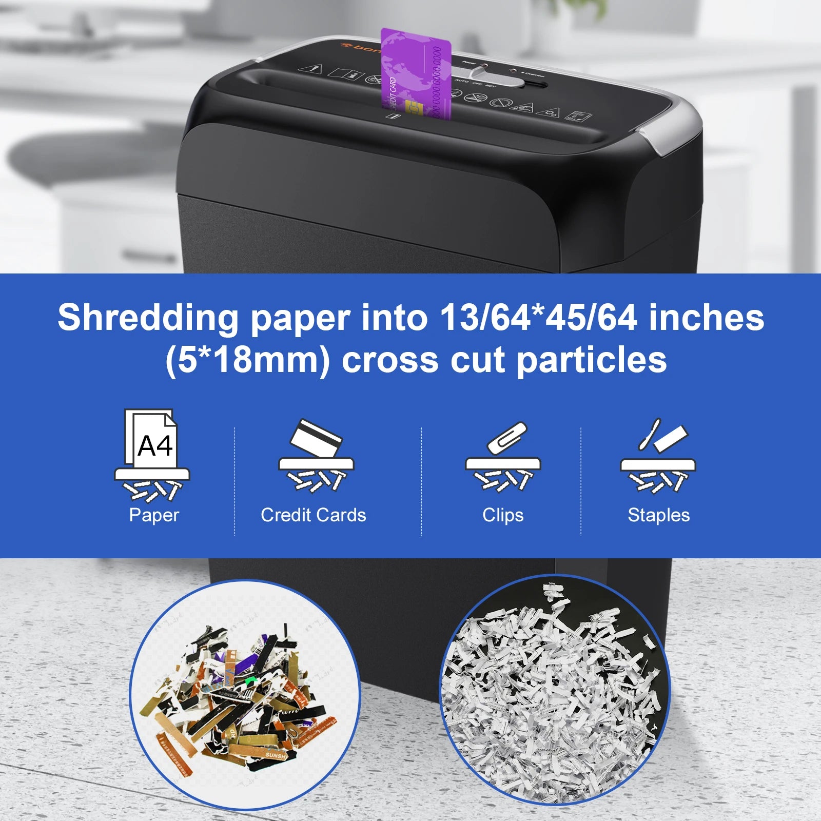 Bonsaii 6-Sheet Cross Cut Paper Shredder Home Office