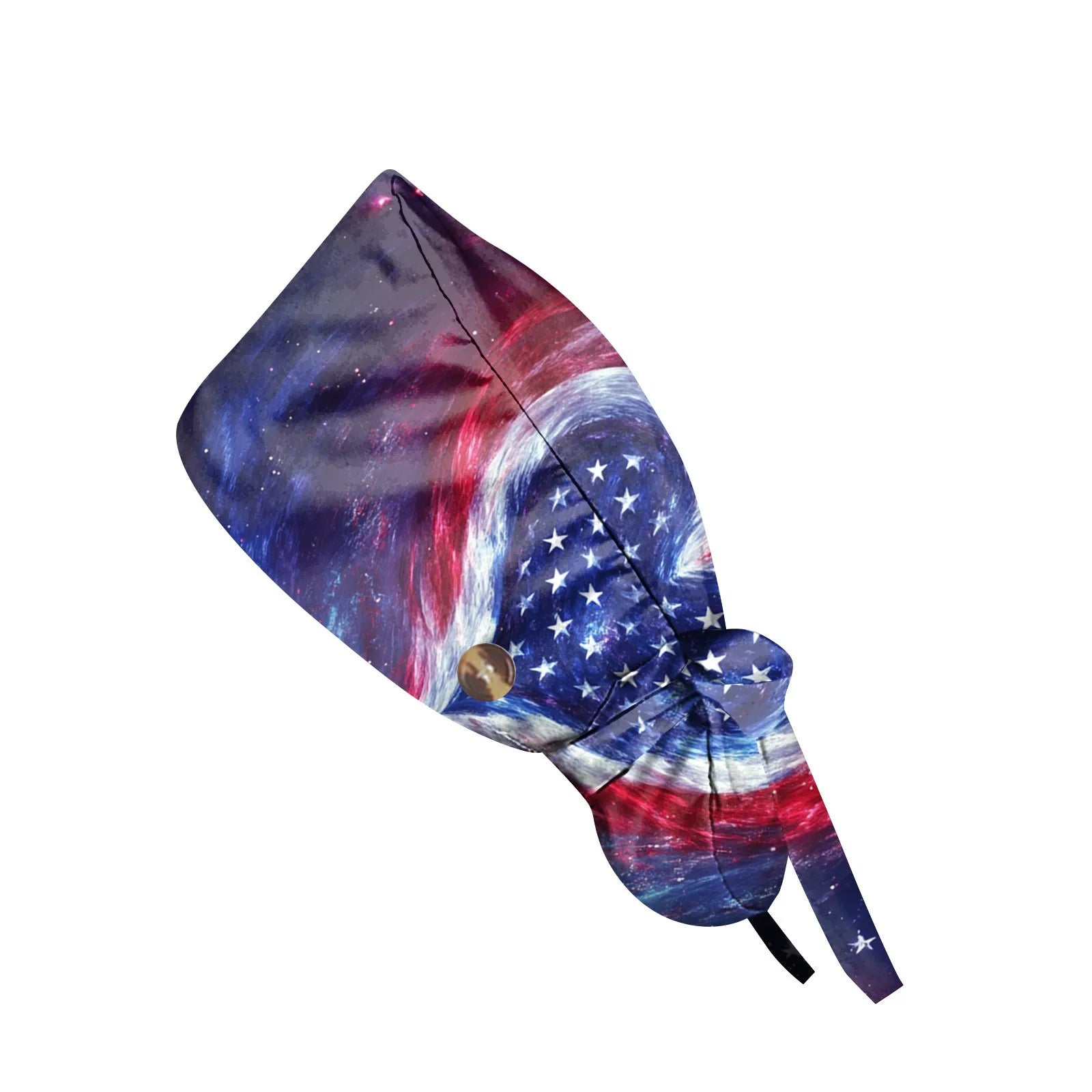 Fashion Independence Day Printed Nurse Hat Casual Women's Ponytail Hats Baotou Hat Dustproof Hat Nursing Work Hats