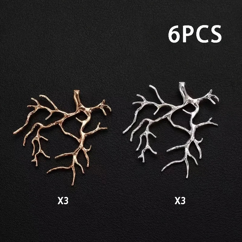 6pcs Branch Pendant Tray Set, for DIY Handmade Jewelry Making Materials