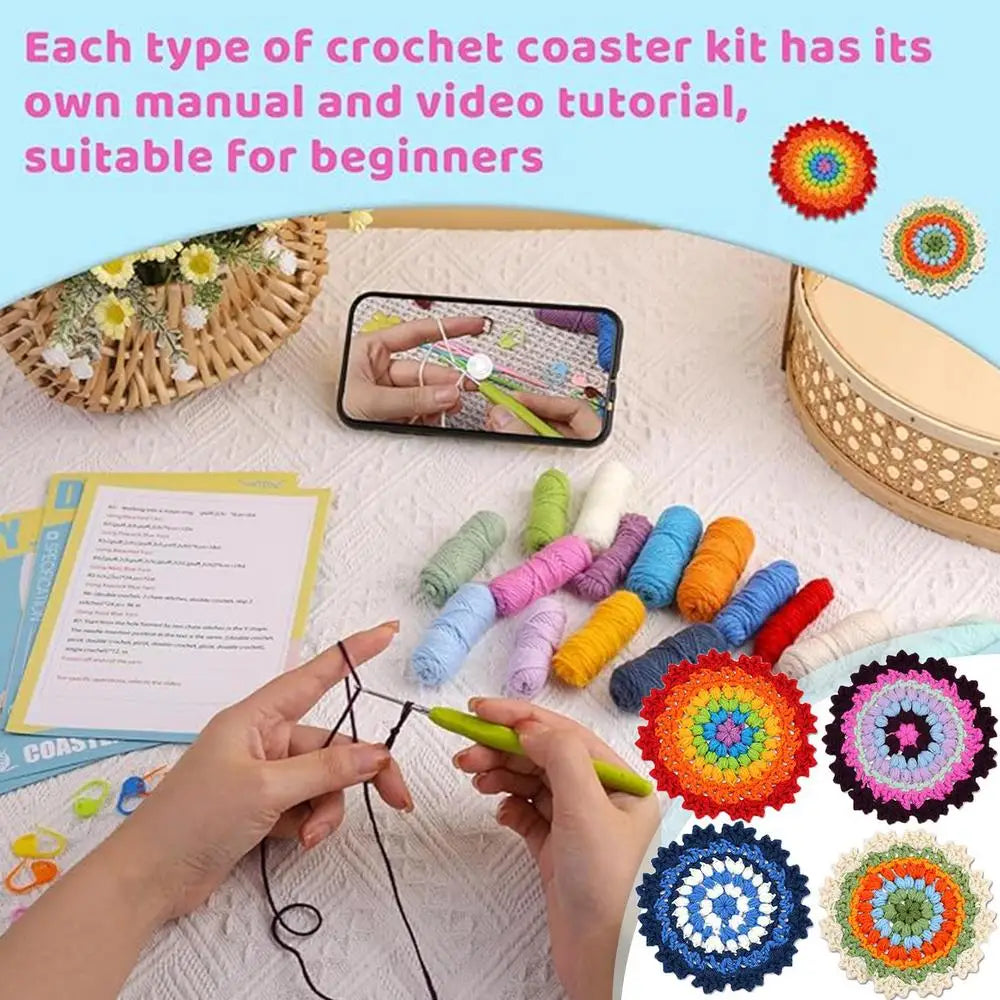 Crochet Set Crochet Kit For Beginners Coaster, With Crochet Yarns