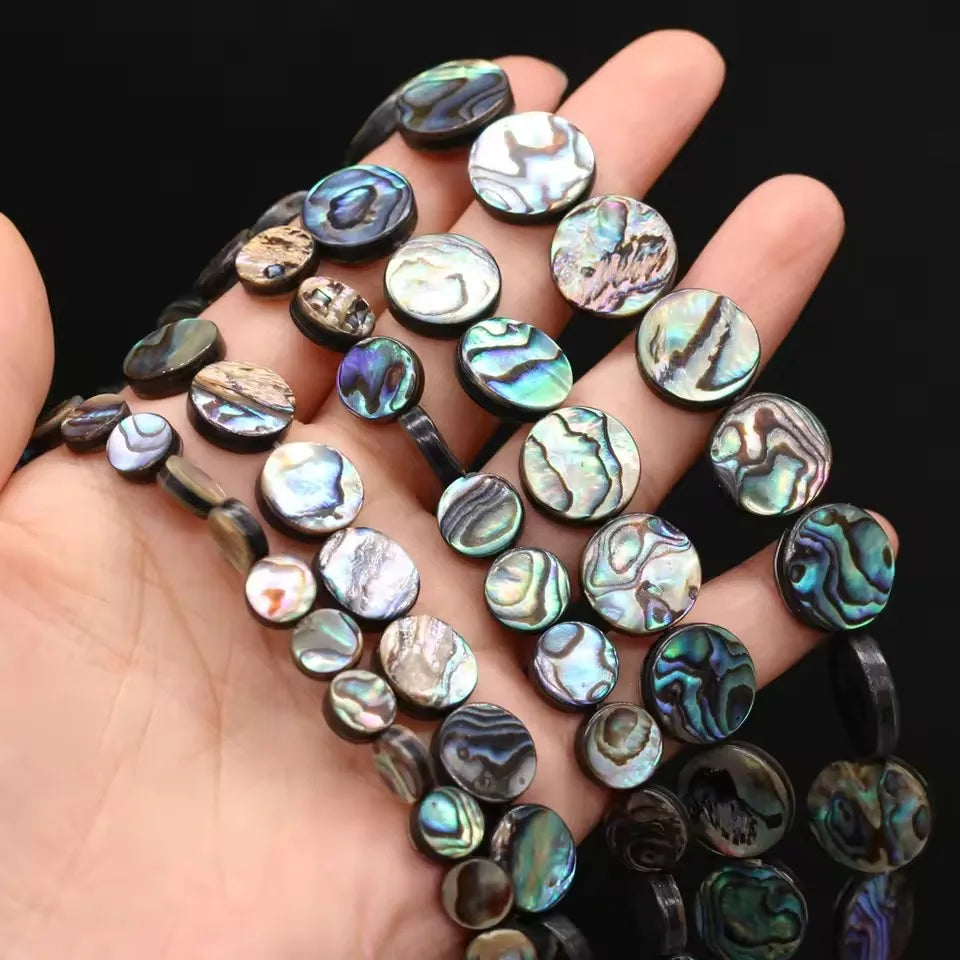 High Quality 5pcs Natural Shell Beads Coin Abalone Shell Loose Beads