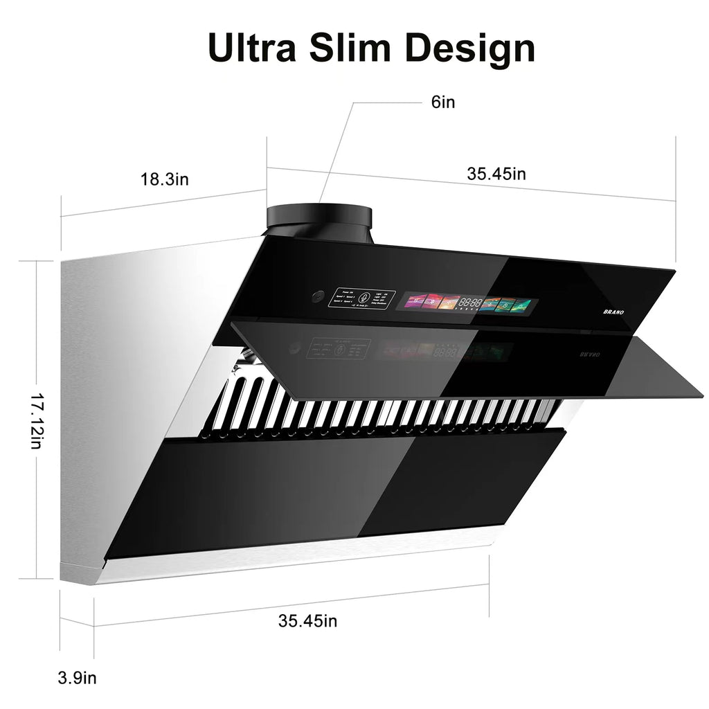 Range Hood 30/36 inch,  Side-Draft Design for Under Cabinet Modern