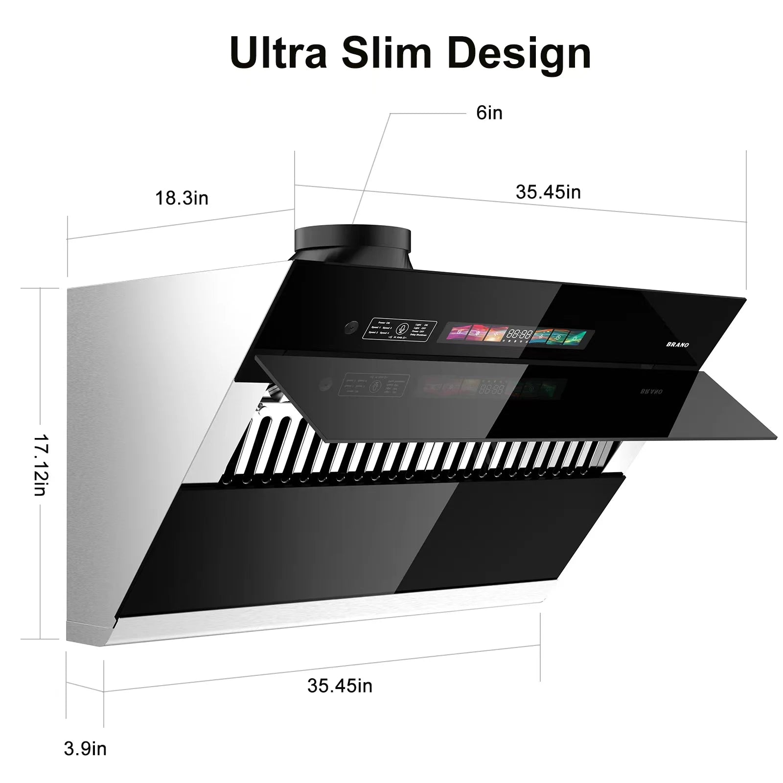 Range Hood 30/36 inch,  Side-Draft Design for Under Cabinet Modern