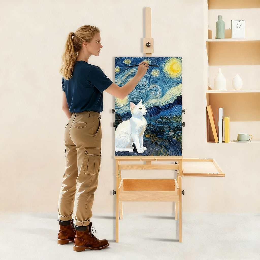 Foldable Easel Stand, with Storage Box and Tray, rfor Adults and Students
