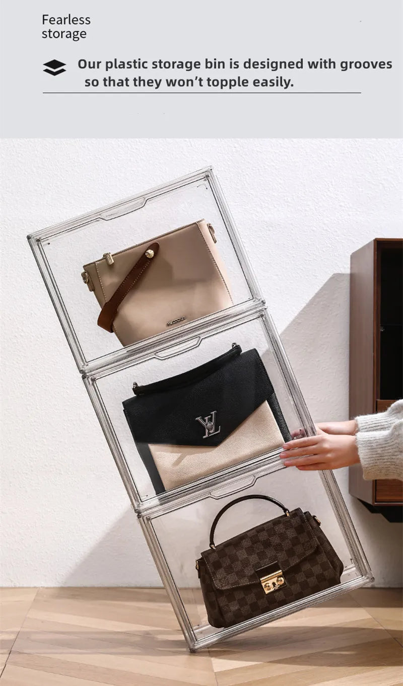 1pc/3pcs Clear Display Case Large Capacity Storage Box Organizer Toy Showcase