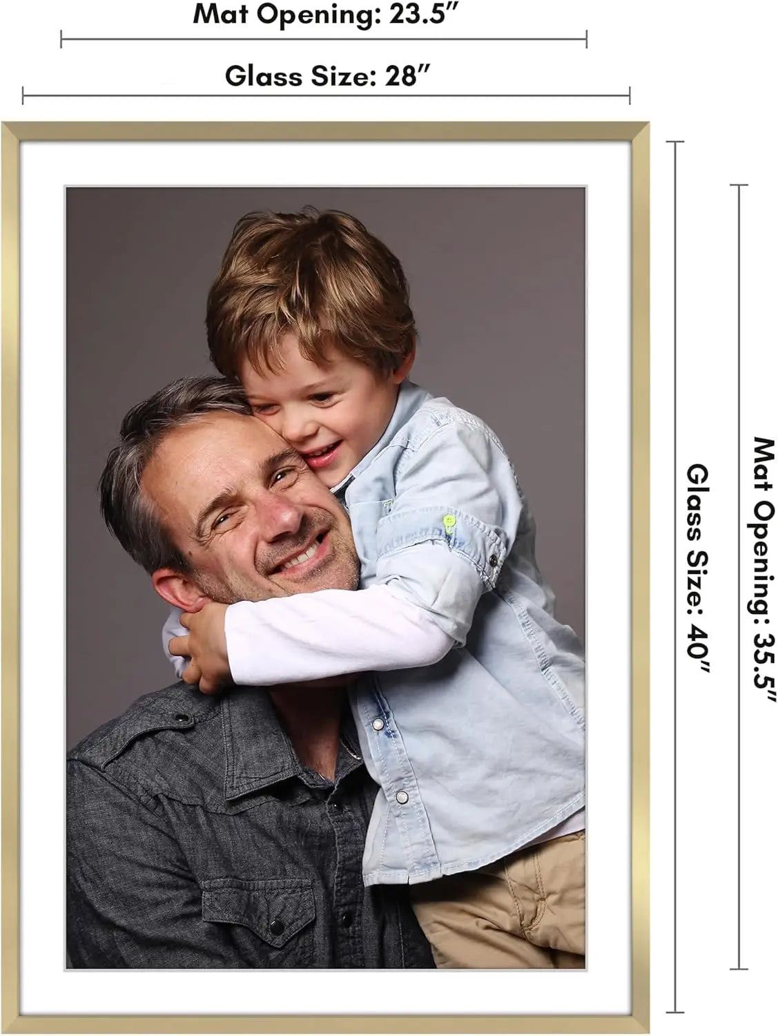 28x40 Poster Frame with Plexiglass - Thin Border Gold Frame for Wall - Display 24x36 or 28x40 Photos