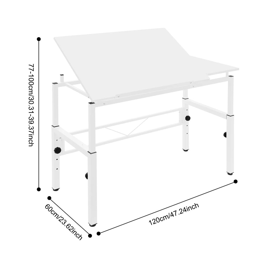 120x60cm Adjustable Drawing Table, Tilt & Height Adjustable Drafting Desk