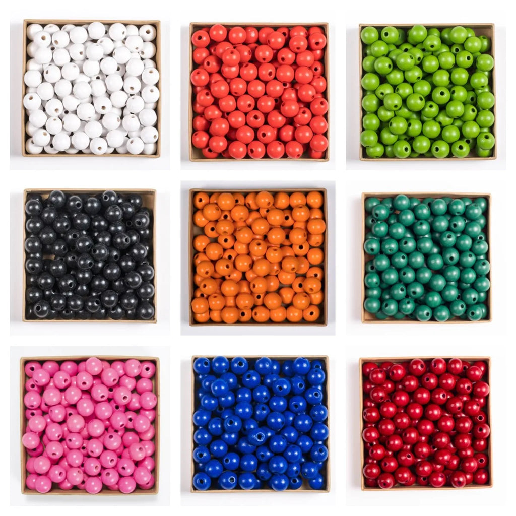 Wooden Beads Multi Colors Round Shaped DIY Craft Bracelet Necklaces Jewelry Accessories