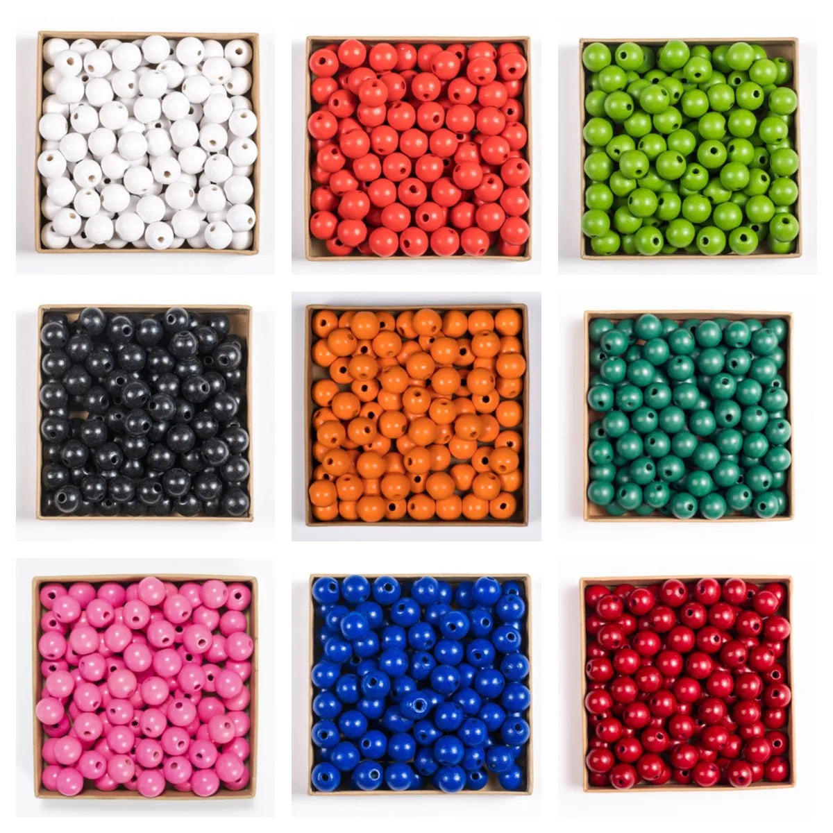 Wooden Beads Multi Colors Round Shaped DIY Craft Bracelet Necklaces Jewelry Accessories