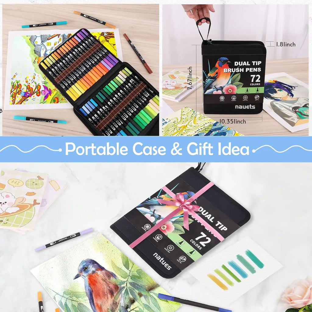 72pcs Color Double Ended Art Marker Pens Set