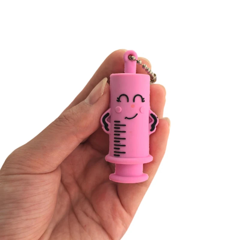 1PCS PVC Ampoule Bottle Opener Keychain Syringe-Shaped Cutter Nurse Doctor Aid Medication Vial Breaker Tool