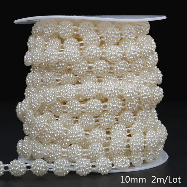 ABS Imitation Ivory Pearl Bead Chain Line Cord Thread Trim for DIY Wedding Party Decoration & Jewelry Findings Craft Accessories