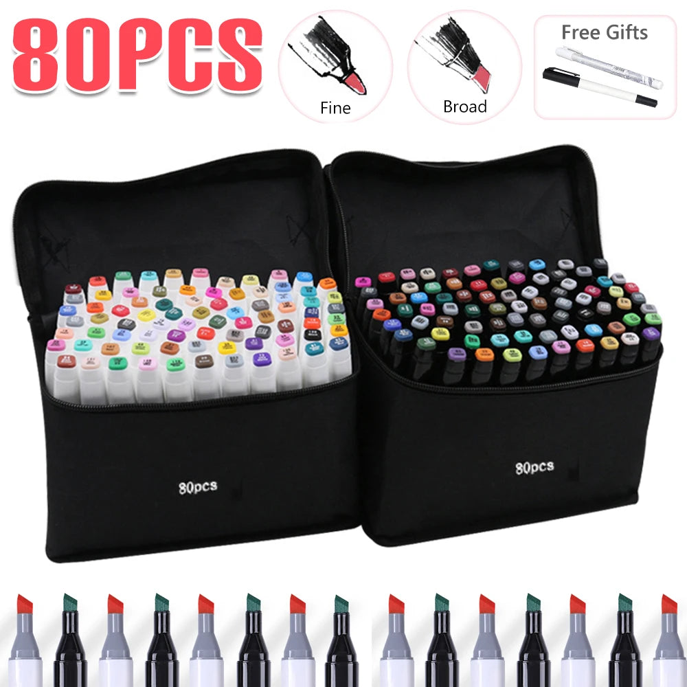 80 Markers Set, Mixed Color, Art Supplies.