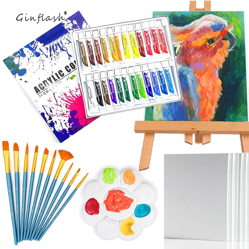 DIY Art Painting Drawing Set Waterproof Paint Brush Palette