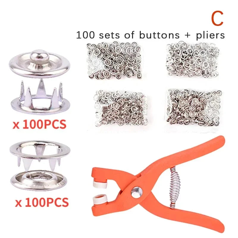 Snaps Buttons Pliers Set Snap Fasteners Kit Tool Sewing Buttons Press Studs Snap