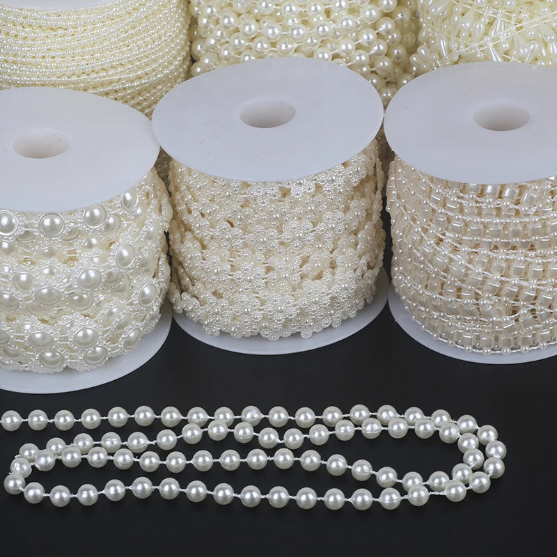 ABS Imitation Ivory Pearl Bead Chain Line Cord Thread Trim for DIY Wedding Party Decoration & Jewelry Findings Craft Accessories