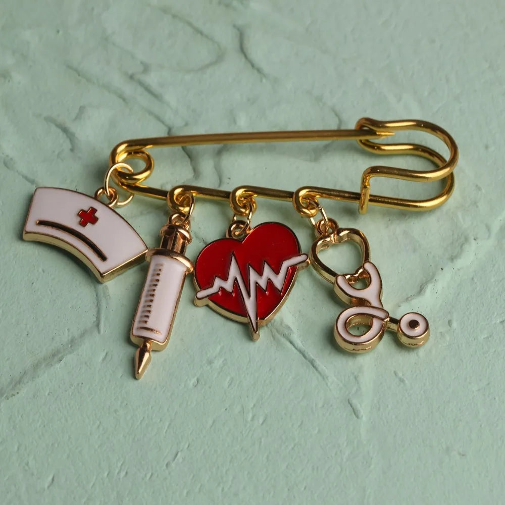 Medical Tool Brooch. Fashion paper clip design for Nurses' Day, cosplay & gifts.