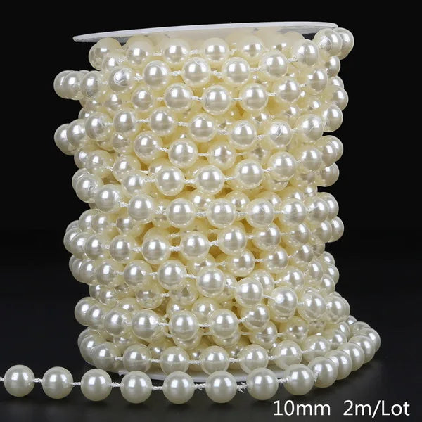 ABS Imitation Ivory Pearl Bead Chain Line Cord Thread Trim for DIY Wedding Party Decoration & Jewelry Findings Craft Accessories