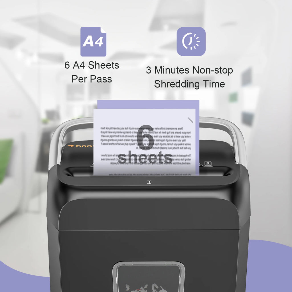 Bonsaii 6-Sheet Cross Cut Paper Shredder Home Office