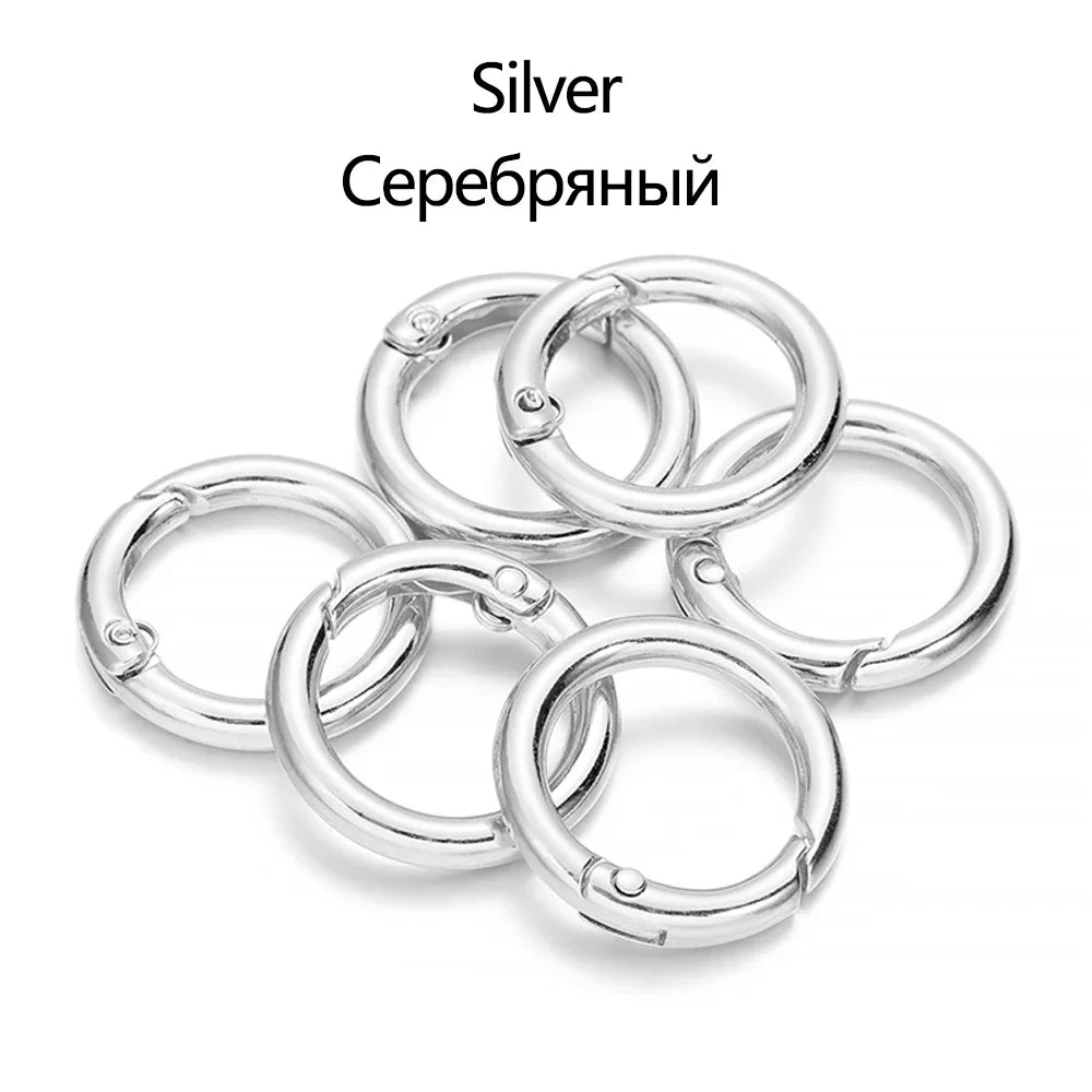 5Pcs/Lot 21 Colors Metal O Ring Spring Clasp Openable Round Carabiner Keychain Clips Hook