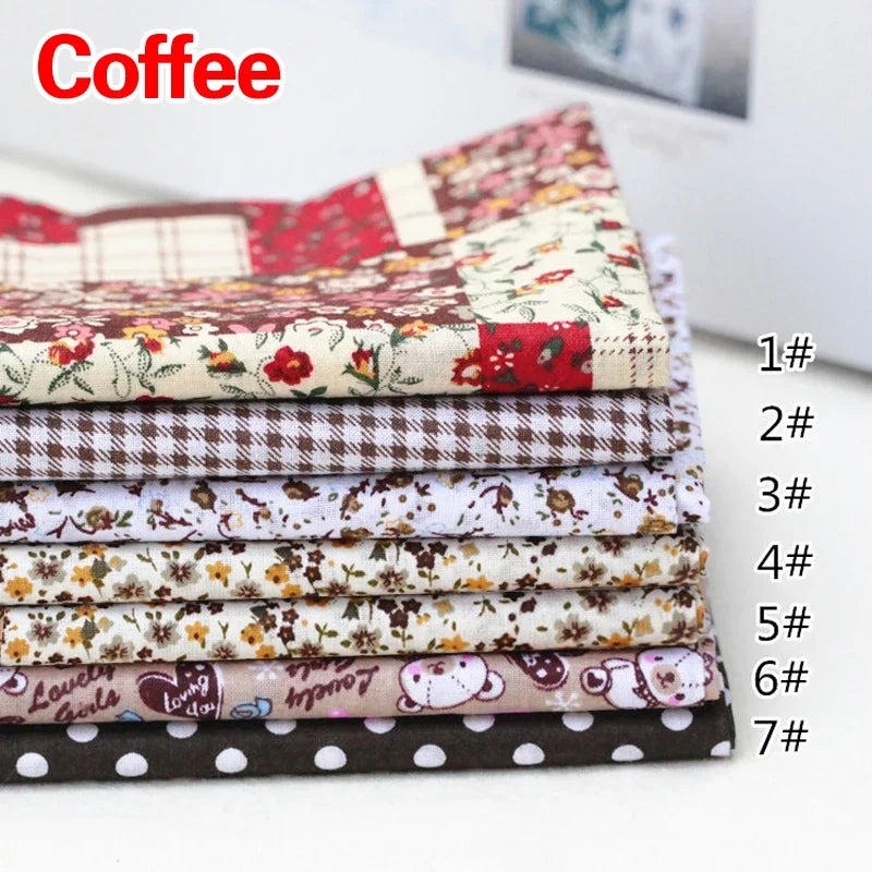 7pcs 25*25cm Square Crafts Cloth 100% Cotton Fabric Print Cloth