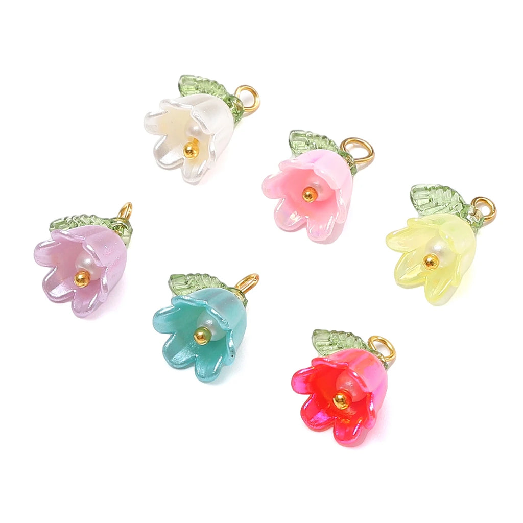 11x14mm 2-10Pcs lily of the valley flower bud beads plated with colored loose beads