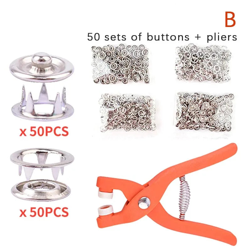 Snaps Buttons Pliers Set Snap Fasteners Kit Tool Sewing Buttons Press Studs Snap