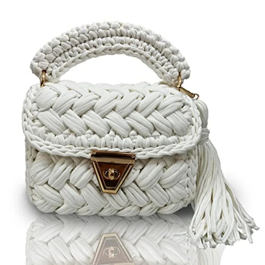 Evening Clutch Bag for Women, Handmade Crochet Wedding Party Purse, Small Flap Formal Crossbody Handbag Evening Clutch
