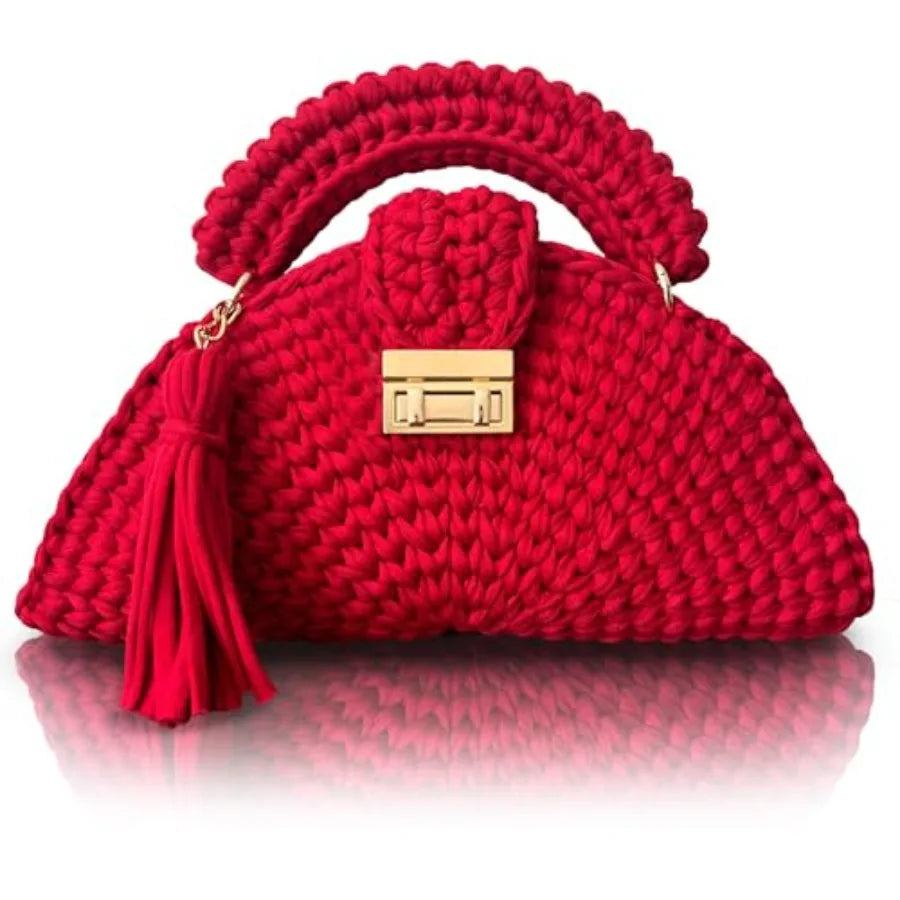 Evening Clutch Bag for Women, Handmade Crochet Wedding Party Purse, Small Flap Formal Crossbody Handbag Evening Clutch