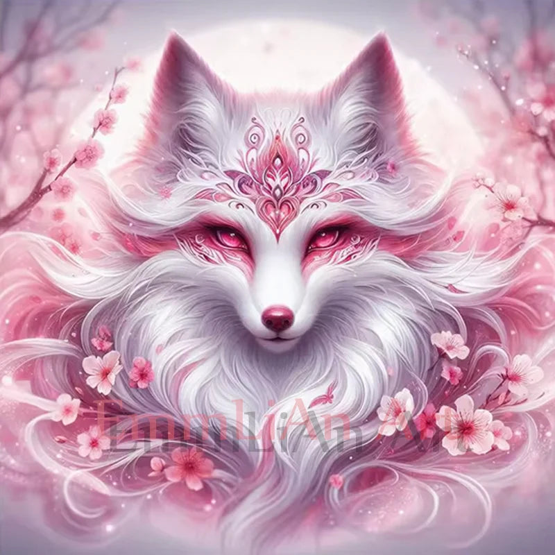 Pink Fox Full Crystal Diamond Embroidery. Animal Fairy Dust Drill Diamond Painting Cross Stitch Kits