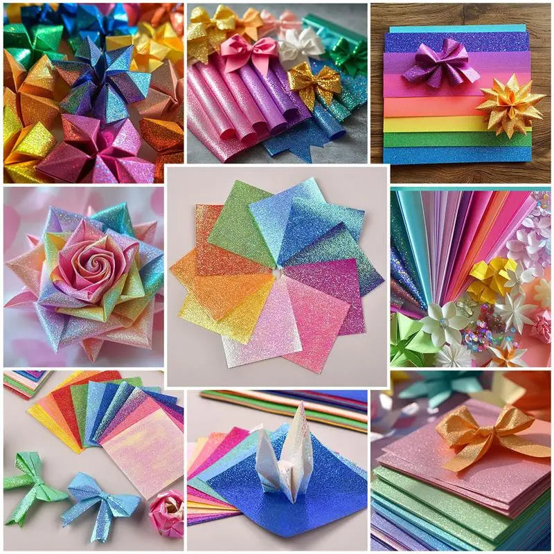 50pcs 10colour Square Origami Paper Single-Sided Pearl Paper Folding Paper Multicolor Kids Handmade DIY Scrapbooking Craft Decor