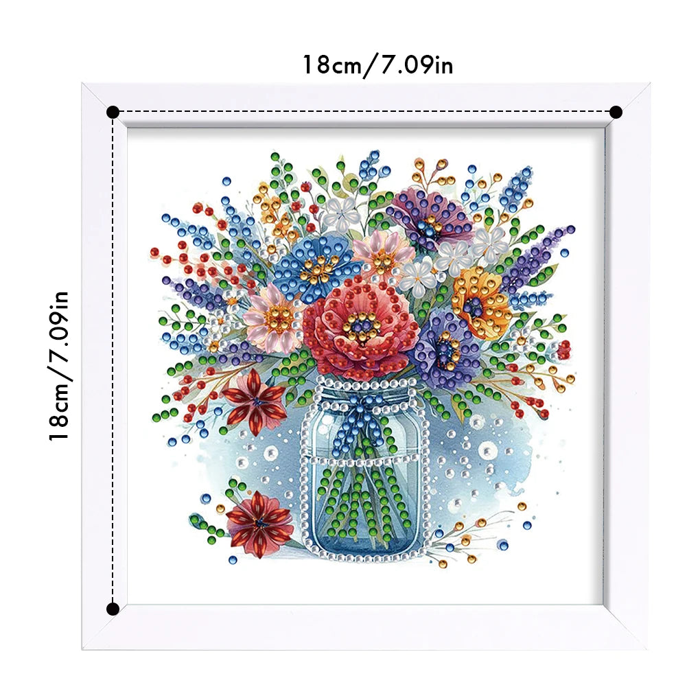 18x18cm Flower 5D DIY Special Shape Crystal Partial Diamond Painting Kit with Frame