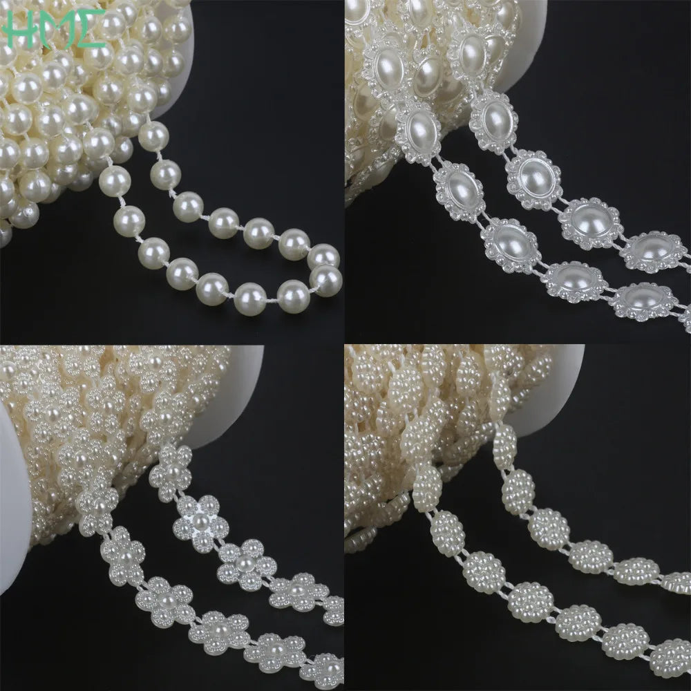 ABS Imitation Ivory Pearl Bead Chain Line Cord Thread Trim for DIY Wedding Party Decoration & Jewelry Findings Craft Accessories