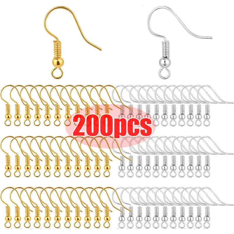 100/200pcs DIY Earring Clasps Hooks Stainless Steel Hypoallergenic for DIY jewlery