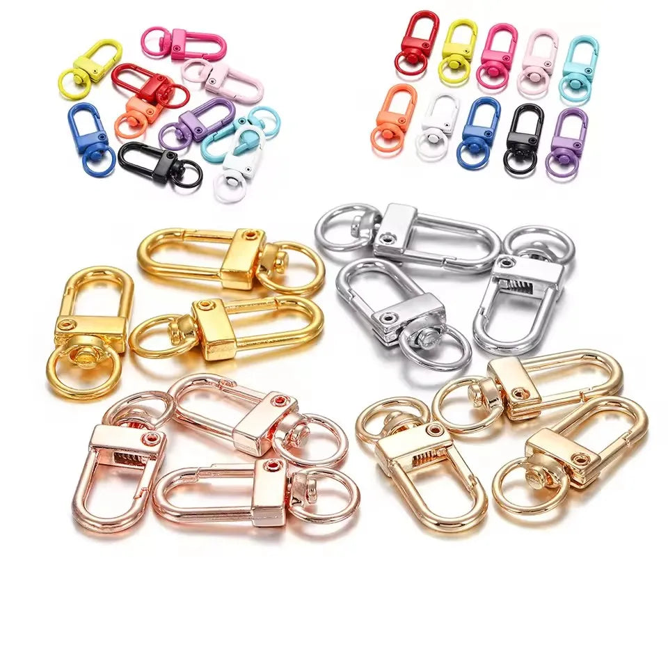 10pcs/lot 12x33mm Rotating Dog Buckle Colorful Lobster Clasps Hooks