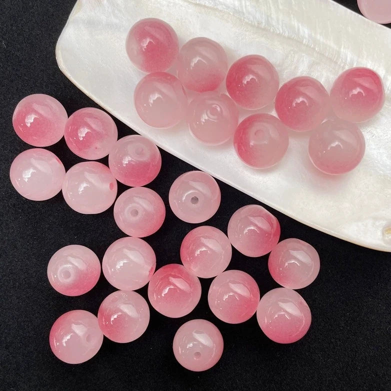50pcs 8/10mm Dual Color Glass Round Loose Spacer Beads Jewelry Making