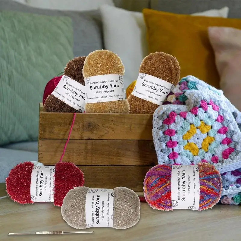 Yarn For Scrubbies Polyester Assorted Colors Crocheting Yarn