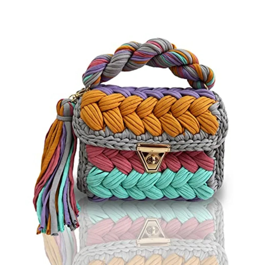 Evening Clutch Bag for Women, Handmade Crochet Wedding Party Purse, Small Flap Formal Crossbody Handbag Evening Clutch