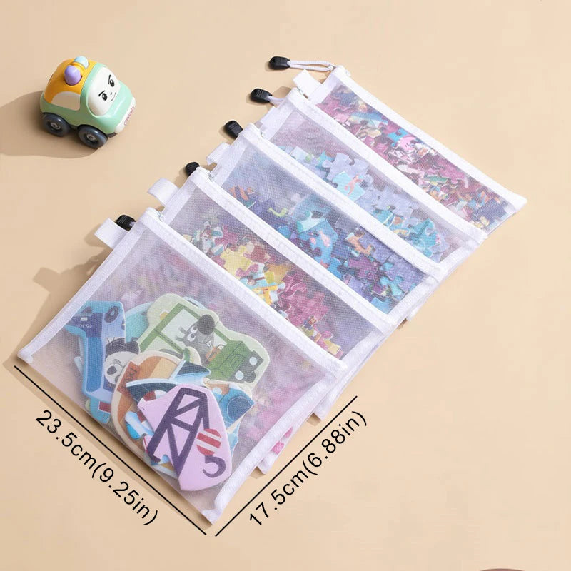 Mesh Zipper Pouch Clear Document Bag Toy storage bag small toy