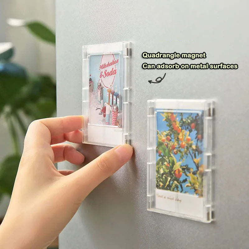 3-inch minimalist Polaroid photo frame with magnetic transparent acrylic photo card display