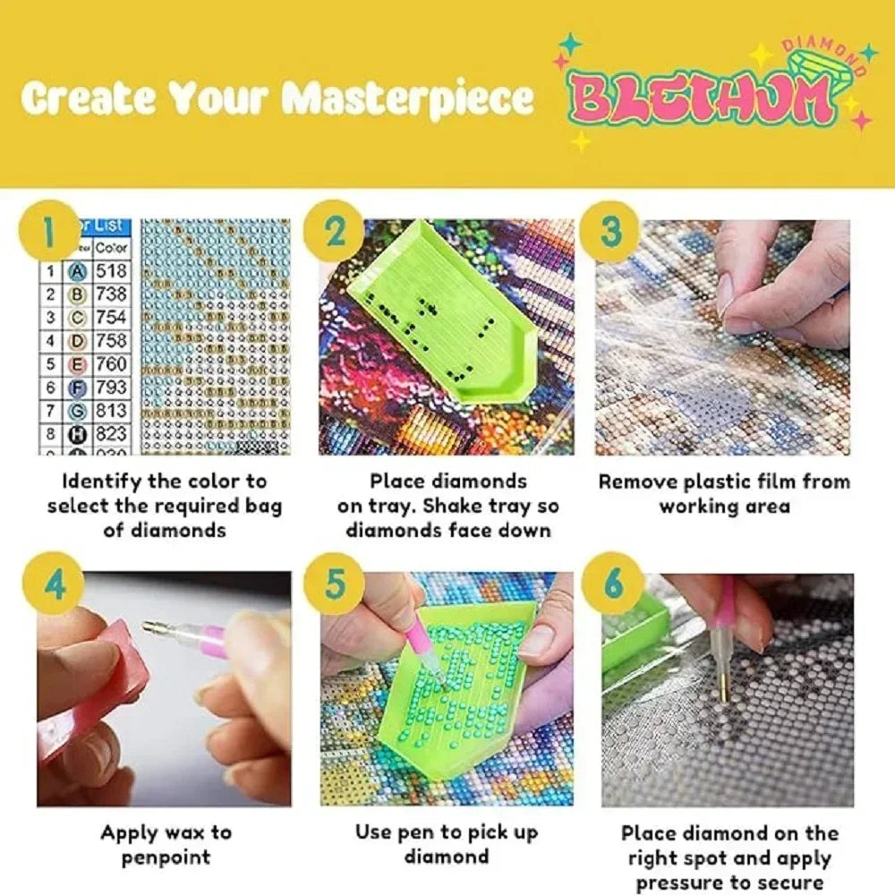 6 Kinds Of Patterns Scenery Animals Diamond Painting Art Kits 5D